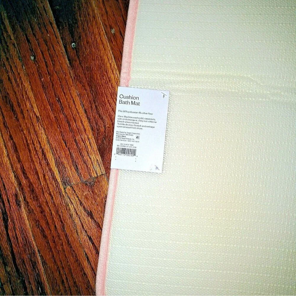 Room Essentials Cushion Bath Mat 17 x 23 Pink Rose Gold Foil Non Skid Ba…
